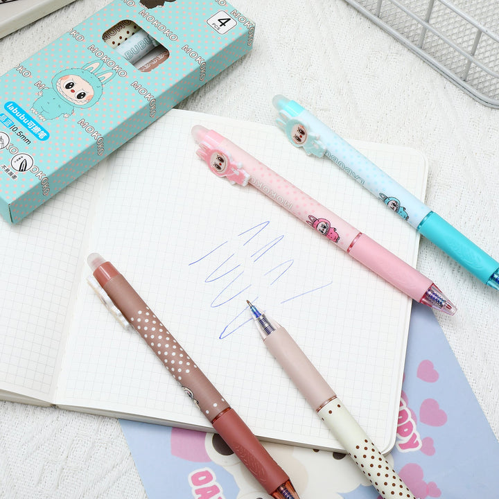Cute monster patch erasable press gel pen -4pcs set