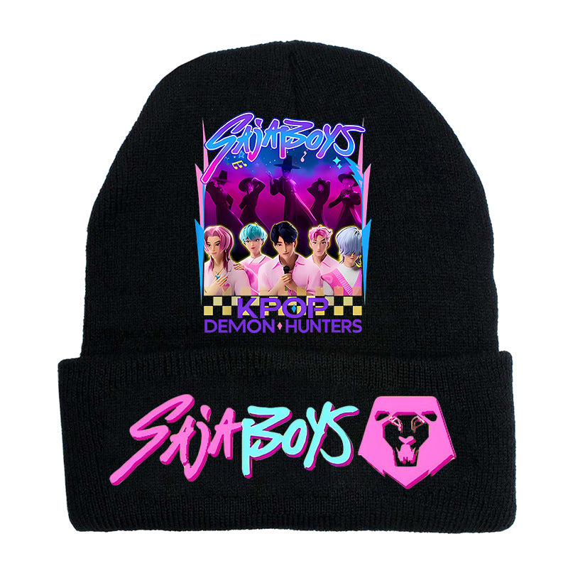 Kpop Demon Hunters knitted beanie hat-black