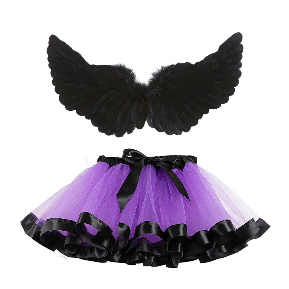 Halloween costumes girls tutu skirt&black feather wings