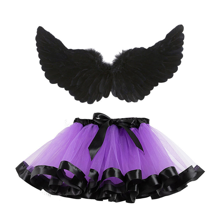 Halloween costumes girls tutu skirt&black feather wings