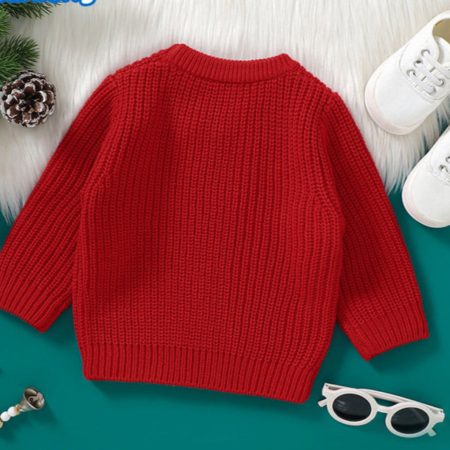 Christmas embroidery warm knitted sweater for kids