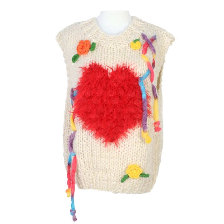 Sweet personality sleeveless Hand-crocheted love knitted vest