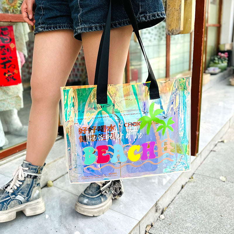 Laser PVC transparent jelly bag beach waterproof bag