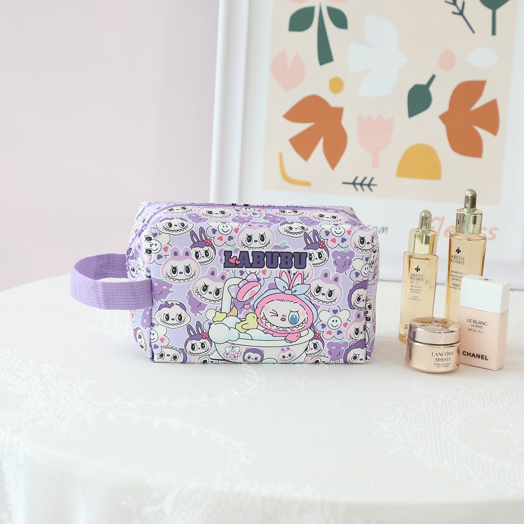 Labubu cute cartoon PU large capacity cosmetic bag