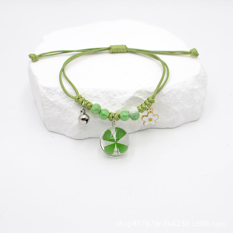 St. Patrick's Day braided beads clover bracelet