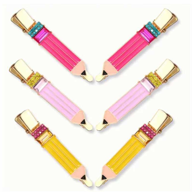 Back to school pencil diamond duckbill clip Teacher's Day gift