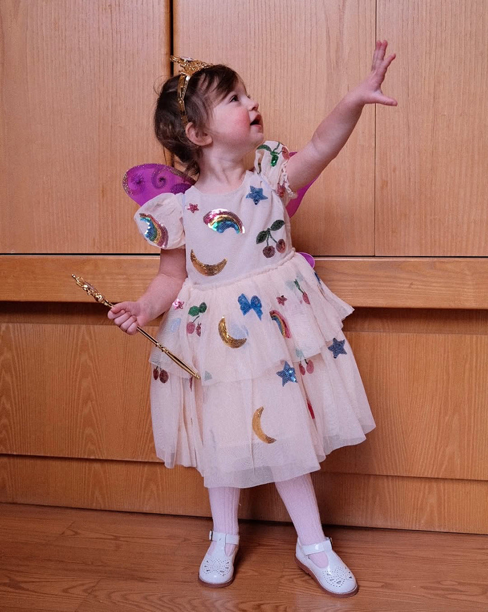Rainbow sequin fairy tale dream tutu puff dress for girls-preorder