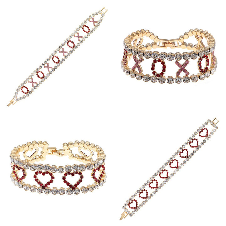 Valentine's Day heart-shaped hollow layered bracelet for women.