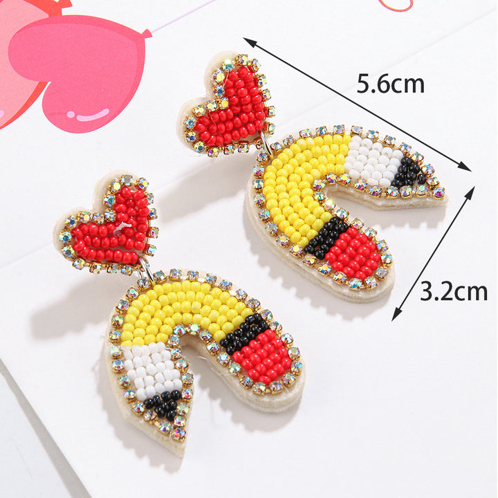 Teacher letter rice bead earrings Teacher's Day gift
