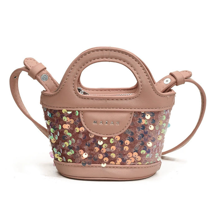 Sequins mini kids basket bag girls crossbody bag