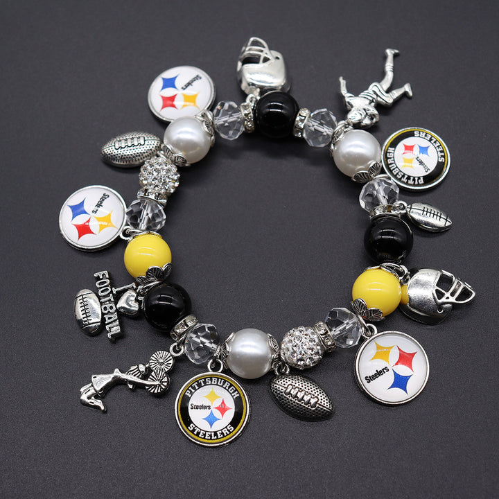 Football Game Day Alloy pendant beaded bracelets