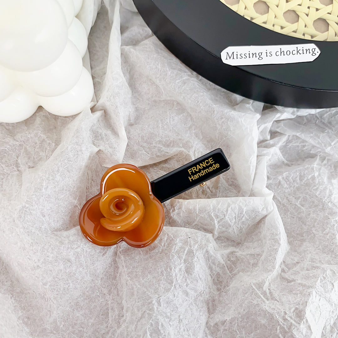 Sweet acetate Rose flower duckbill hair clip