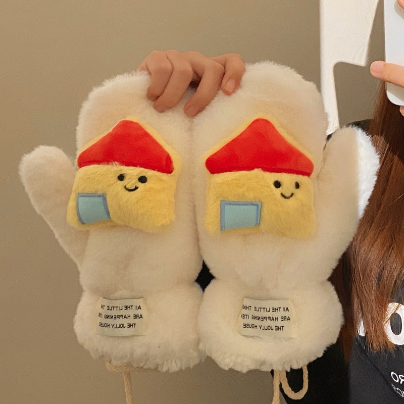 Christmas snowman plush thickened gloves Winter gloves