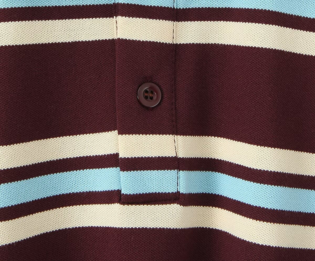 Striped short-sleeved shirt&low-waist pleated skirt