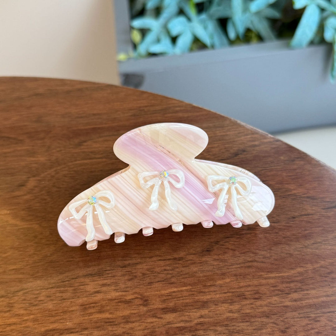 Acetic 3D sweet diamond bow hair shark clip for women