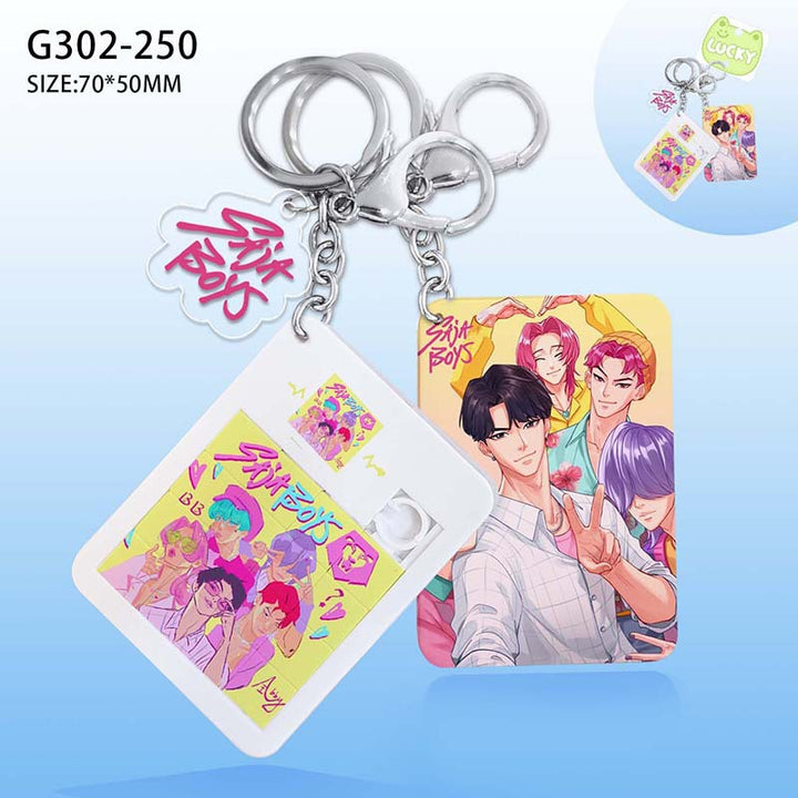 KPop Demon Hunters Saja boys Slide Puzzle keychain