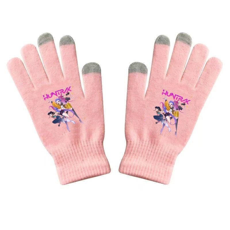 KPOP demon hunters Printed Knitted Touch Screen Gloves