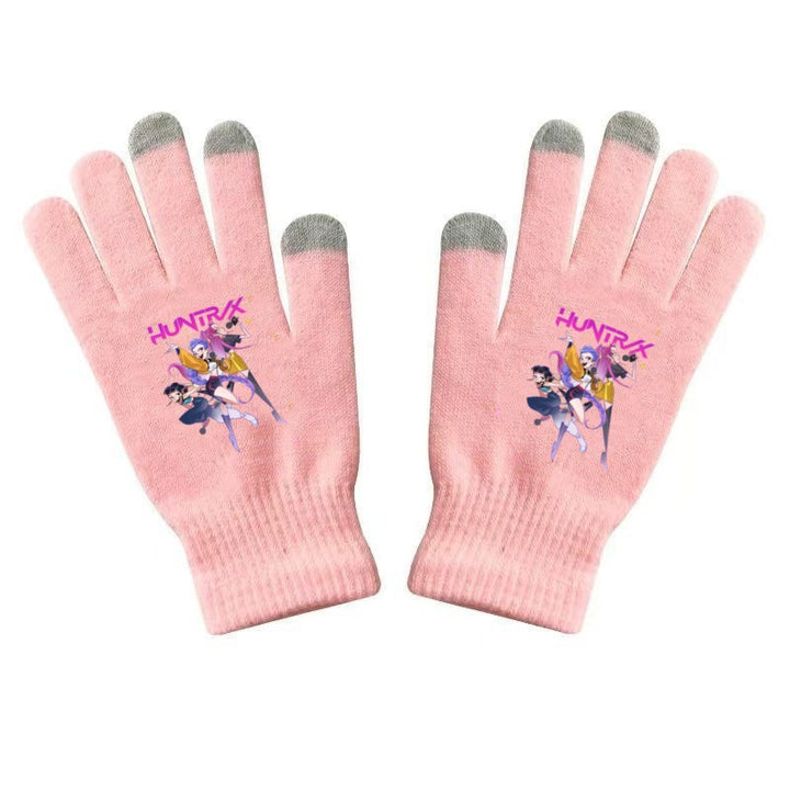 KPOP demon hunters Printed Knitted Touch Screen Gloves