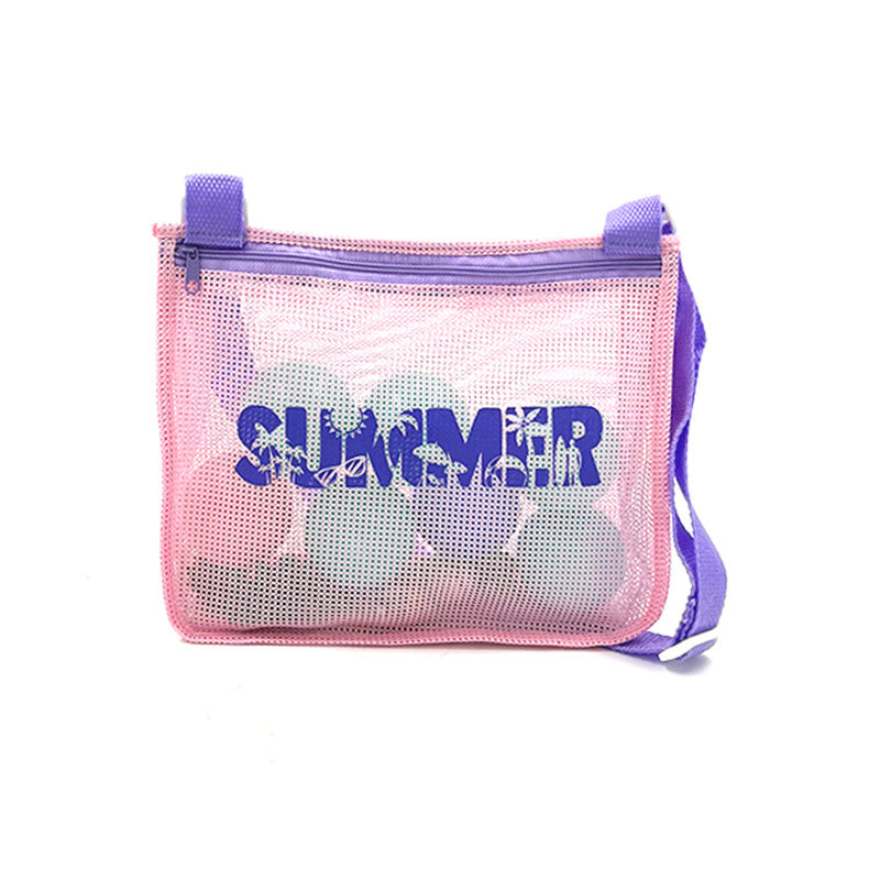Summer print mesh hollow beach bag