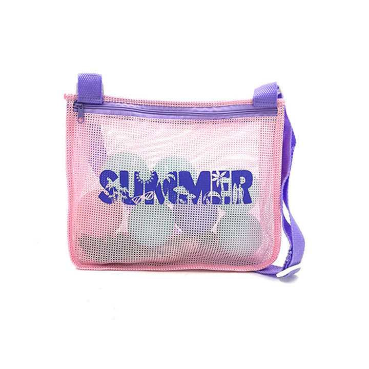 Summer print mesh hollow beach bag