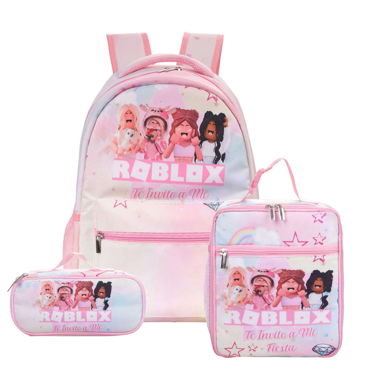 Stitch printed school backpack with lunch bag pencil bag