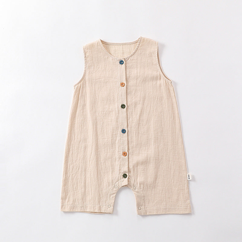 Baby summer sleeveless breathable cotton jumpsuit