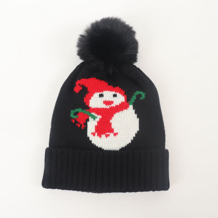 Kids Christmas knitted hat snowman jacquard beanie