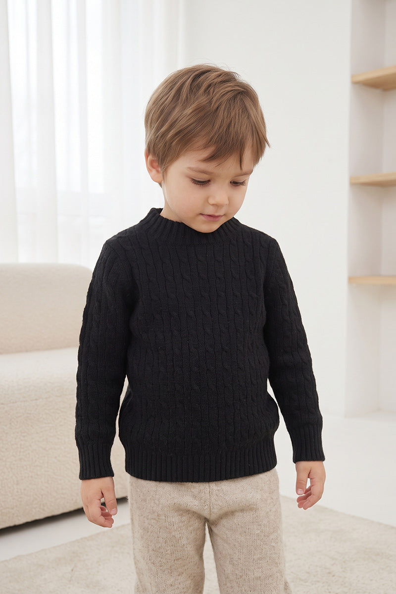 Children's Cable-Knit Soft Sweater Long-Sleeve Sweater for Boys and Girls