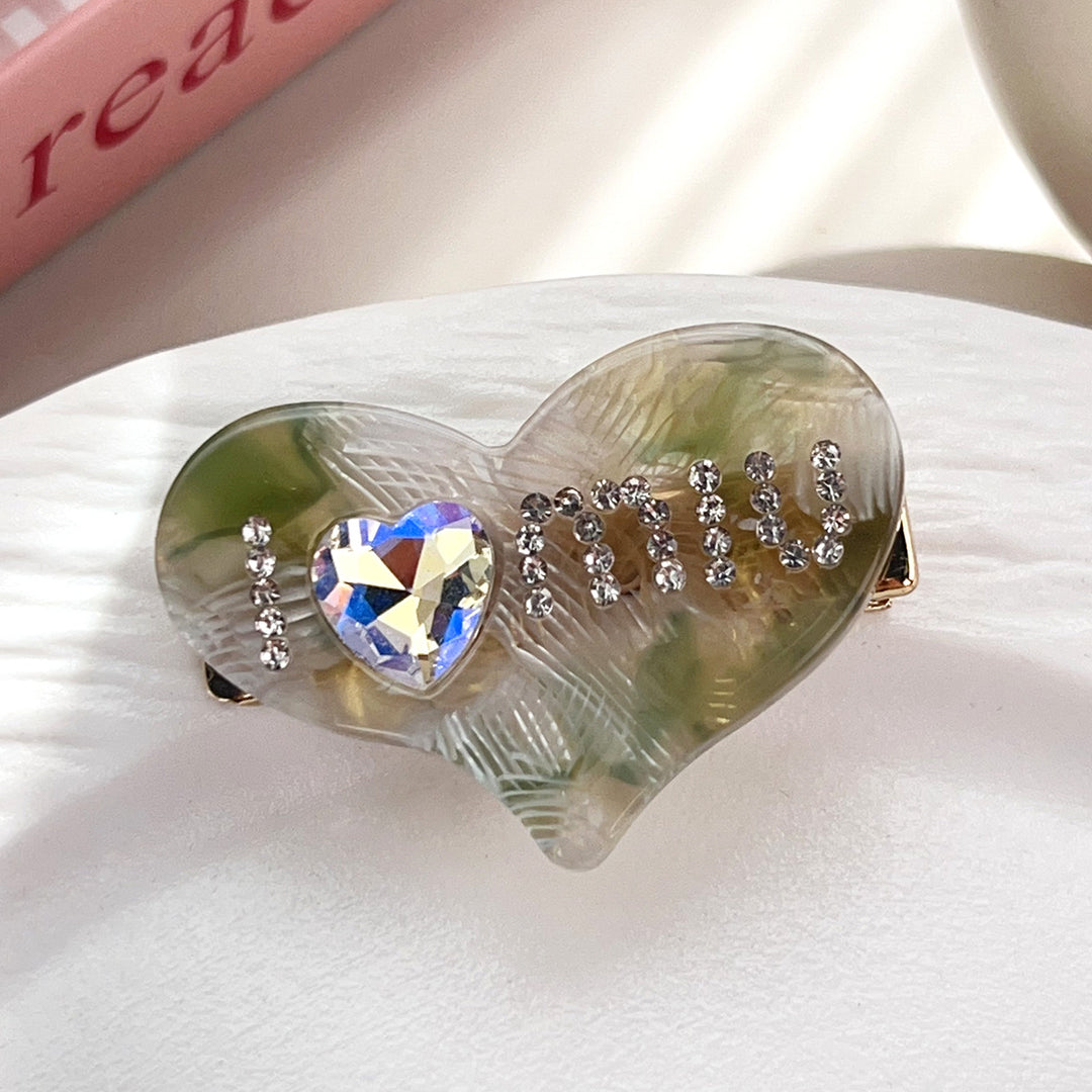 Valentine's Day heart-shaped diamond hair shark clip