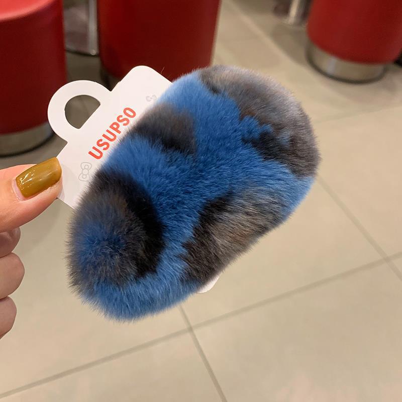 Leopard Furry plush hair clip for girls women