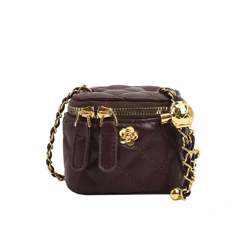 Camellia Flower Gold Ball Chain Crossbody Bag Lipstick Bag