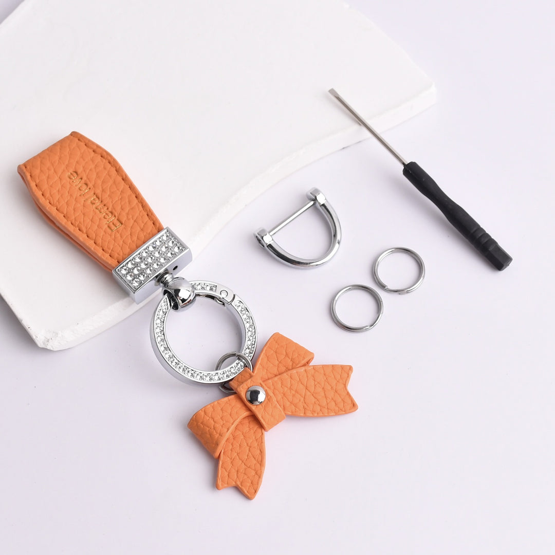 Bow diamond keychain ladies bag decorations pendant