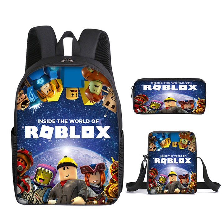 Roblox theme schoolbag students backpack 3pcs set