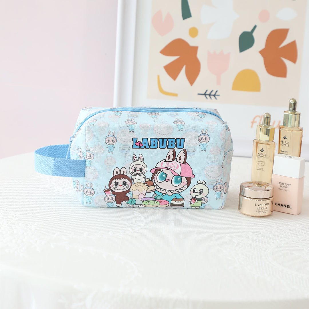 Labubu cute cartoon PU large capacity cosmetic bag