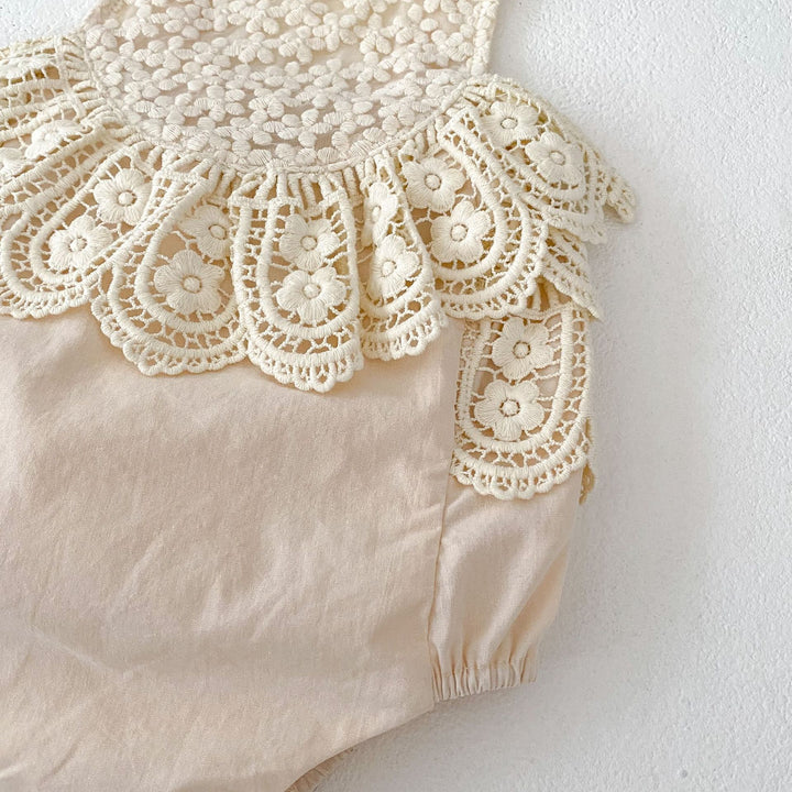 Baby cotton suspender lace romper