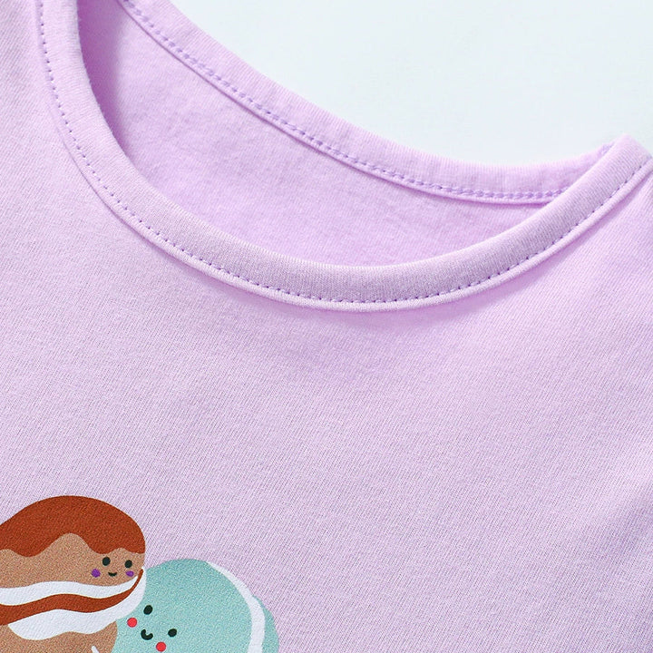 Girls purple cotton T-shirt with dessert print