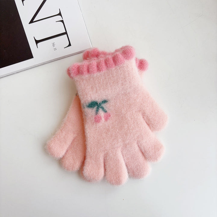 Sweet Cherry Warm Gloves Five-Finger Gloves
