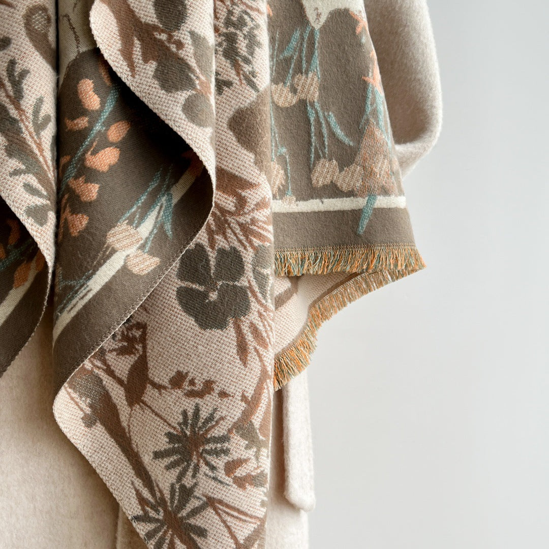 Cute cat jacquard warm scarf shawl for women