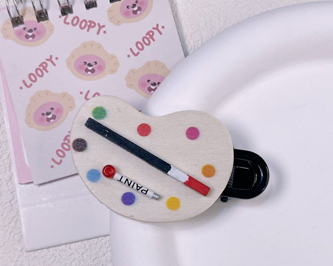 Mini blackboard color palette hair clip for students