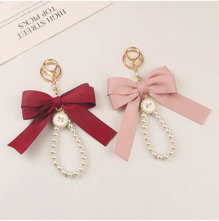 Ribbon bow pearl keychain-mother's day gift