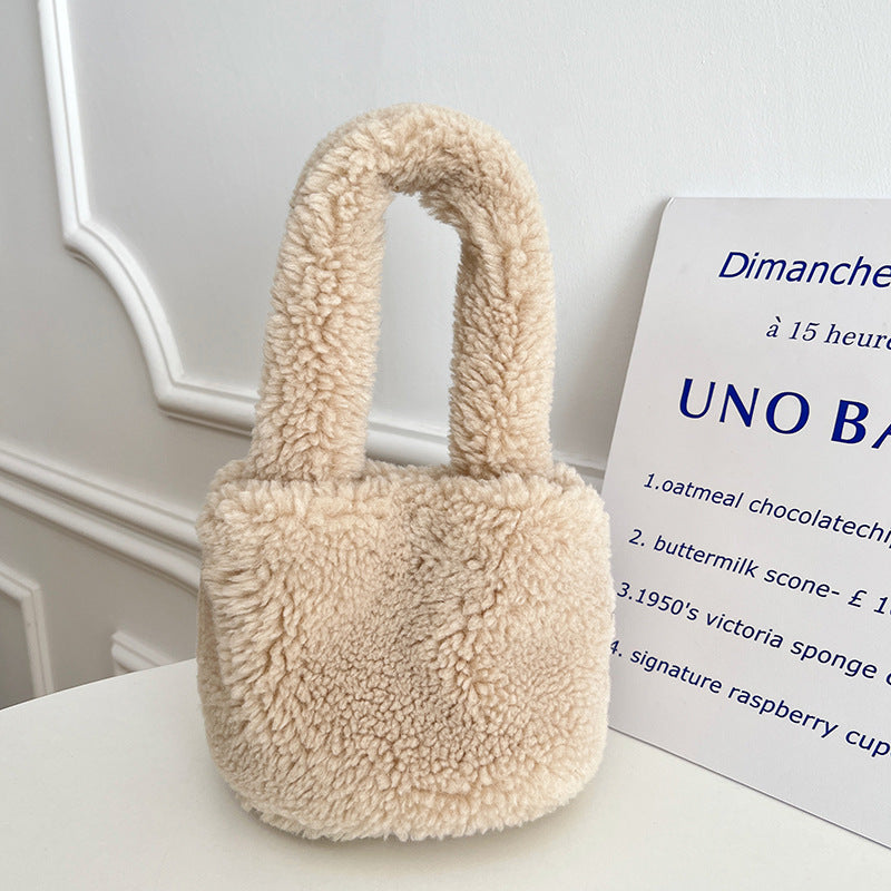 Furry bucket bag mini plush handbag