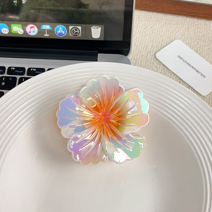 Colorful gradient flower hair shark clip for women