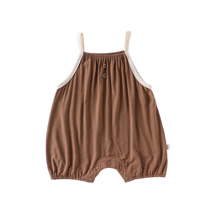 Summer baby solid color sling romper newborn clothes
