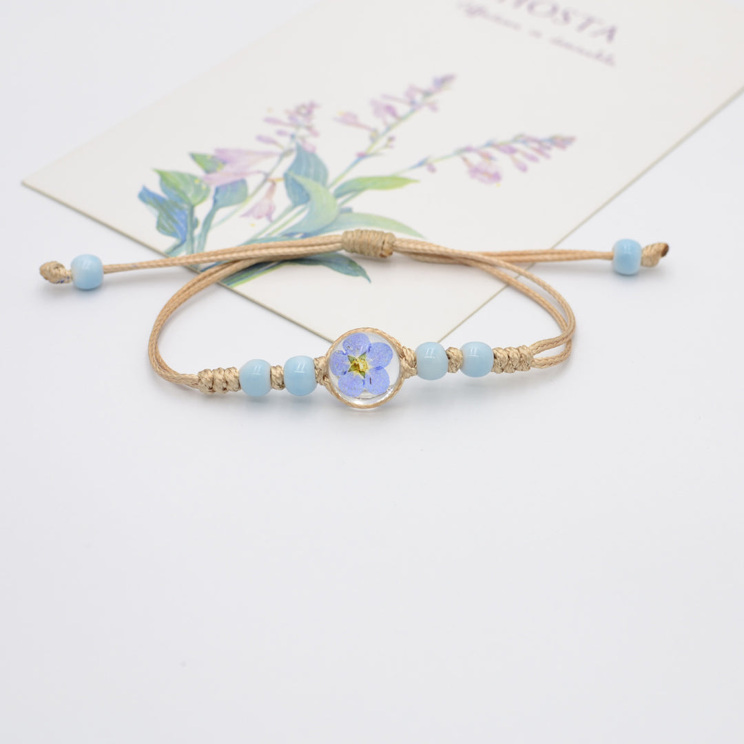 Handmade Dry Flower Bracelet Glass Ball Charm Bracelet