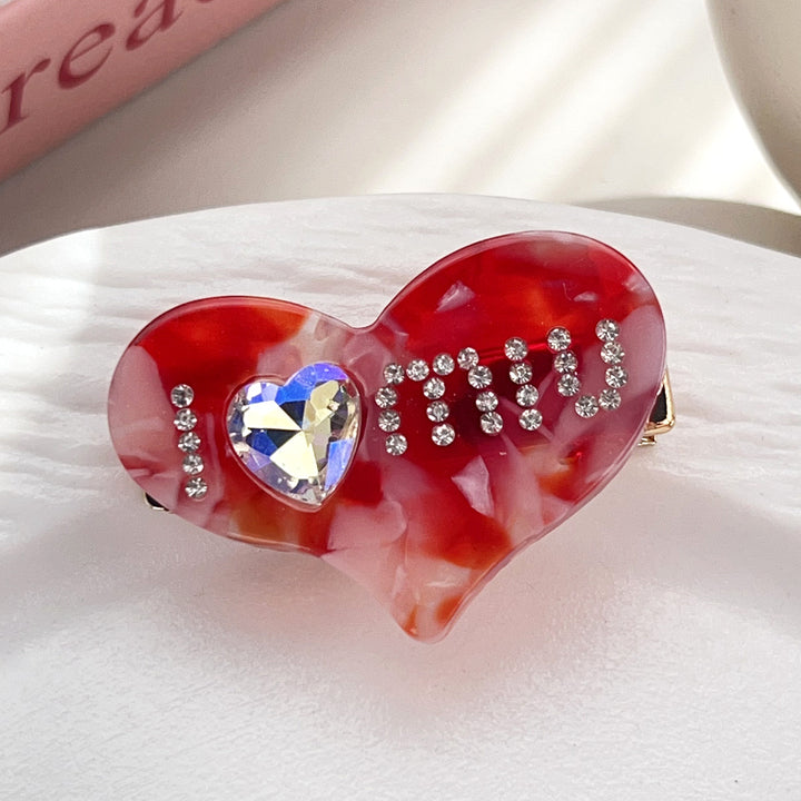 Valentine's Day heart-shaped diamond hair shark clip