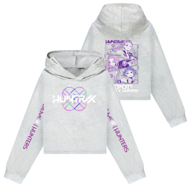 KDH K-pop inspired cropped hooded sweatshirt