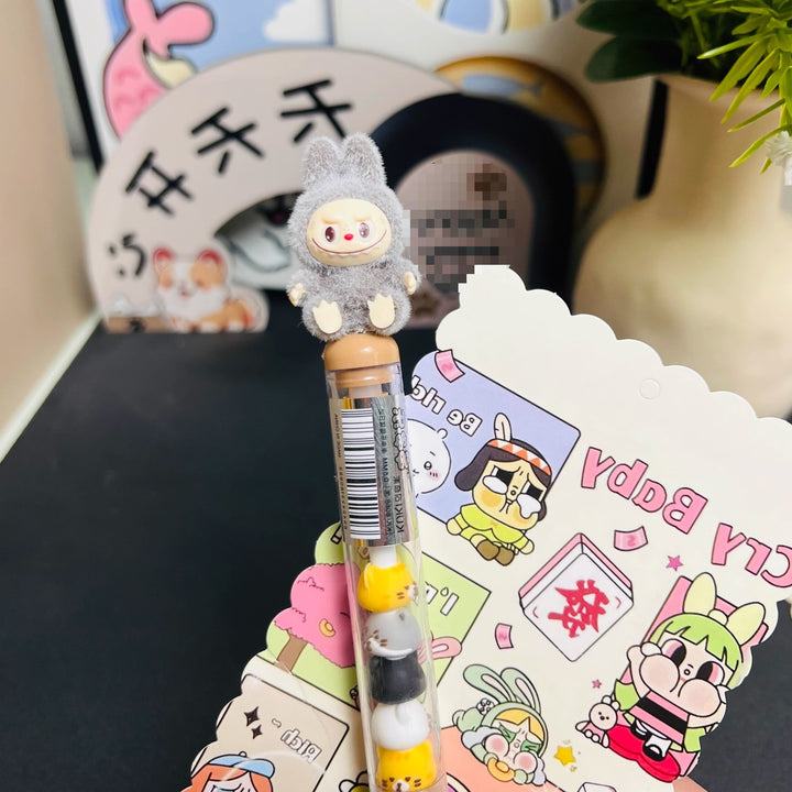 Labubu flocking deco gel pen cute student creative labubu pen