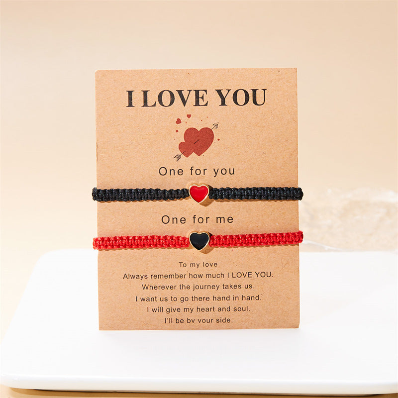 Heart-shaped braided bracelet Valentine's Day gift