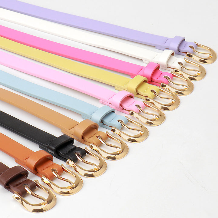 Women's candy color pin buckle belt