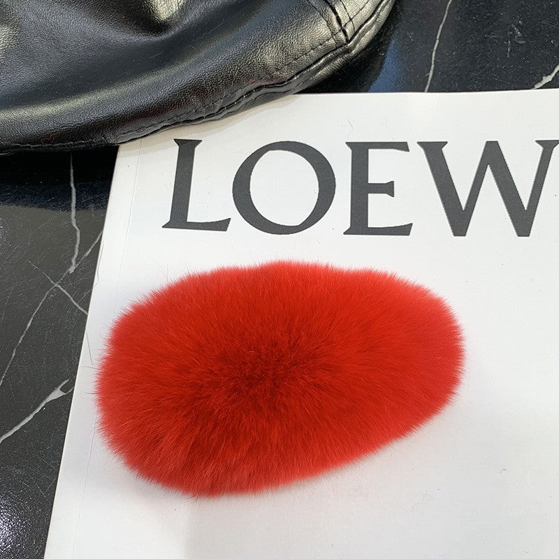Furry plush hair clip for girls women